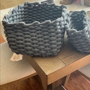 Charcoal Woven Basket Set